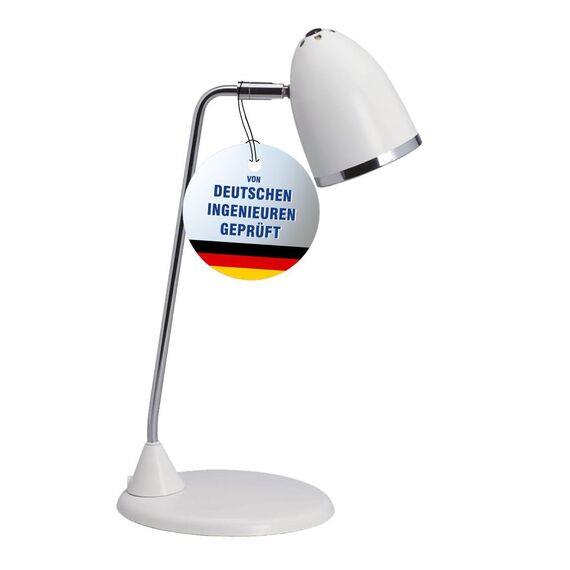 MAUL Schreibtischlampe LED Maulstarlet | Schreibtischlampe im Vintage Look | Stilvolle Lampe aus Metall mit 3000K Farbtemperatur | LED Tischleuchte mit Standfuß für Schreibtisch | Weiß