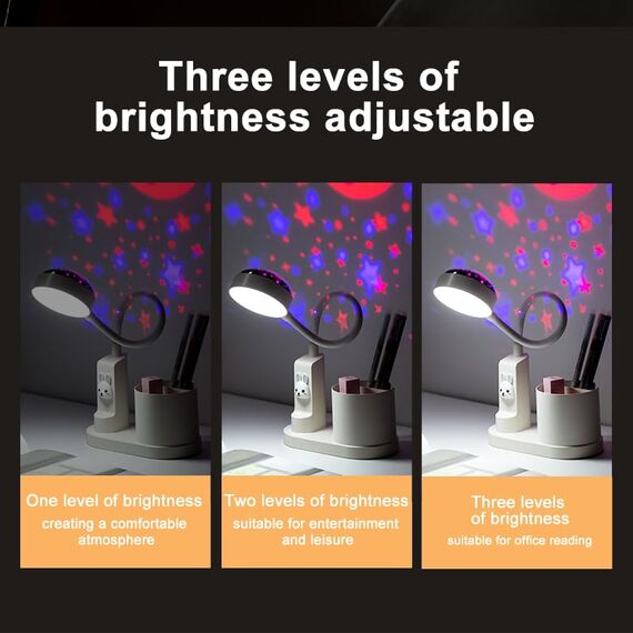 himmel Schreibtischlampe Kinder Nachttischlampe mit Stifthalter, Tischlampe mit automatischem Farbwechsel, dimmbare wiederaufladbare LED-Leselampe für Kinder (weiß)