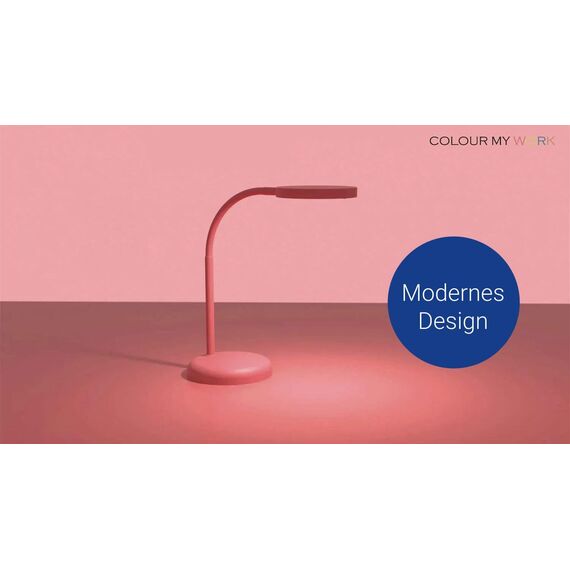 MAUL Schreibtischlampe LED MAULjoy | Kleine Schreibtischlampe mit Standfuß | Moderne Tischlampe für Schreibtisch, Büro | Flexible LED Lampe mit 3000K warmweißem LED Licht | Touch of Rose