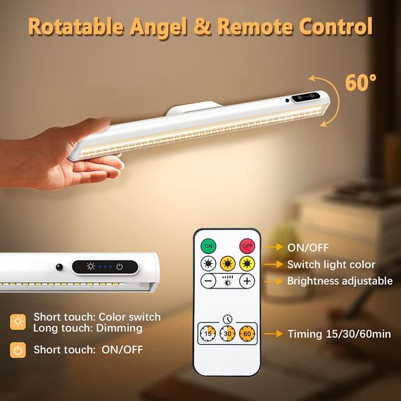 bravzurg Unterbauleuchte Küche LED Akku, 4000mAh Schrankbeleuchtung mit Fernbedienung Magnet, Dimmbare Lichtleiste Batterie Kabellos,Aufladbar USB Batteriebetrieben Lampe für Spiegel Schreibtisch Wand