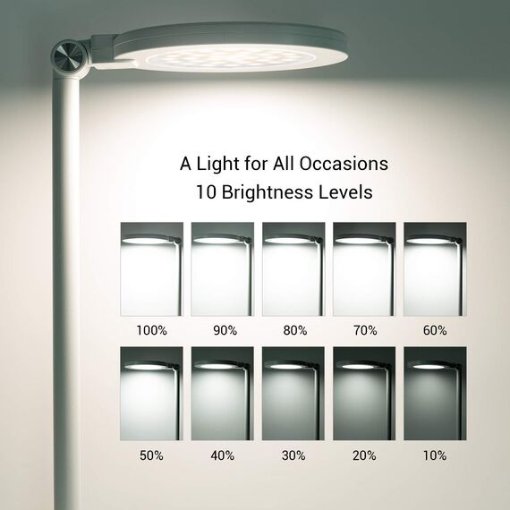 JUKSTG Schreibtischlampe LED, 12W Büro Tischleuchte TouchBedienung Dimmbar 10 Helligkeits 5 Farbstufen Augenschutz Tischlampen Nachttischlampe, für Büro, Lesen, Arbeit,Kinder (Weiß)