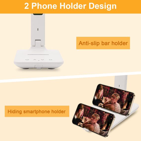 Schreibtischlampe LED Dimmable mit Uhr Desk Lamp 3 Colours und 5 Brightness Levels Eye-Friendly Bedside Lamp Kabellosem Laden und USB-Anschluss Smartphone Nachttischlampe Wireless Charger Tischleuchte