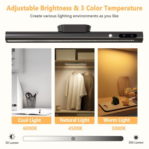 bravzurg Lichtleiste Akku mit Bewegungsmelder, Unterbauleuchte Küche LED Batterie Kabellos mit Fernbedienung Magnet, Schrankbeleuchtung Dimmbare, Batteriebetrieben lampe für Spiegel Schreibtisch Wand