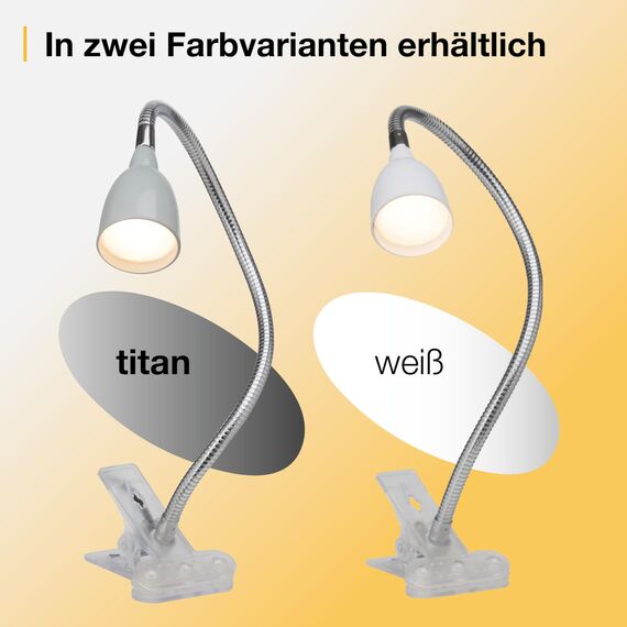 BRILLIANT Lampe Anthony Schreibtischlampe eisen/titan – verstellbare Klemmlampe - LED Tischlampe - LED Klemmleuchte mit Kabel – inkl. Leuchtmittel