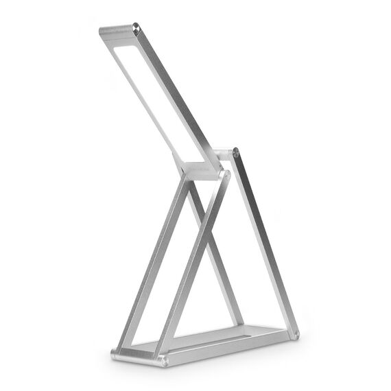 kwmobile LED Aluminium Tischlampe faltbar - Akku Nachttisch Leselampe dimmbar Micro USB Ladekabel - Akku Schreibtischlampe Faltlampe in Silber