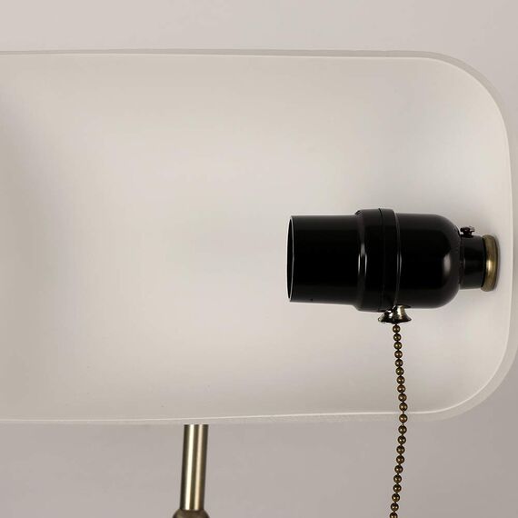 Newrays White Glass Bankers Schreibtischlampe mit Pull Chain Switch Plug-In-Halterung