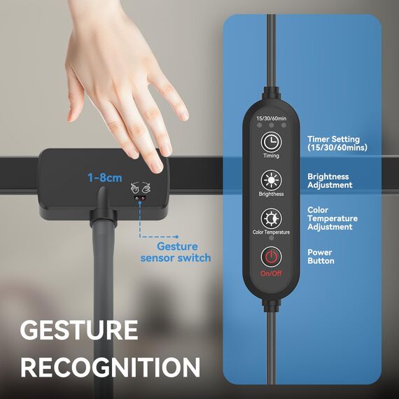 rigors 60CM Doppelkopf Schreibtischlampe LED Dimmbar, 900LM Tageslichtlampe für Schreibtisch, Klemmbar Augenschutz Bürolampe 5 Farb 10 Helligkeit, 360° Schwanenhals Tischlampe mit Netzadapter