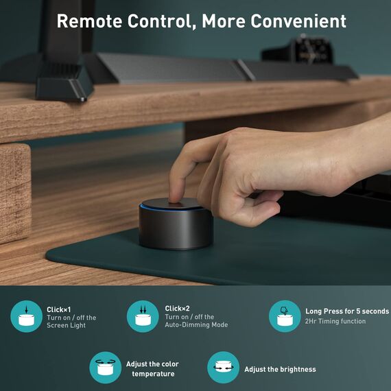 Quntis Curved Computer Monitor Lampe LED USB mit kabellosem Regler, 51cm Light Bar Augenschutz-Schreibtischlampe mit Auto-Dimmen, einstellbaren Farbtemperatur Helligkeit, Bildschirmlampe Homeoffice