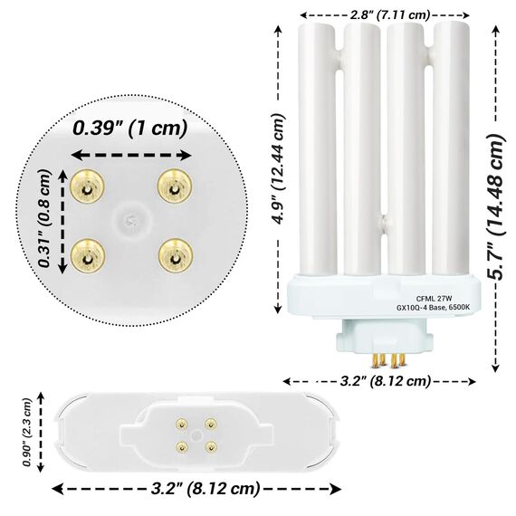 ARSUK Leuchtmittel YDW-27FM GX10q-4 27W 6500K FML Quad Tube – Kompakt Ersatz Leuchtstoffröhre & Tageslichtlampe für Schreibtischlampe, Nachttisch, Tischleuchte, Bürolampe, Lesen & Arbeitsbeleuchtung