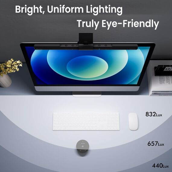 Quntis Computer Monitor Lampe LED mit Fernbedienung & Touch Control, 40cm Monitor Light Bar mit Anti-blaues Licht, Bildschirmlampe USB mit Auto-Dimmen, PC Büro Lampe