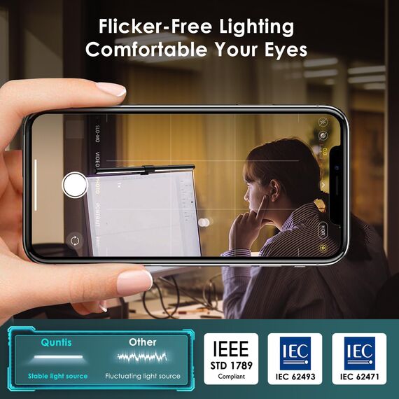 Quntis Curved Computer Monitor Lampe LED USB mit kabellosem Regler, 51cm Light Bar Augenschutz-Schreibtischlampe mit Auto-Dimmen, einstellbaren Farbtemperatur Helligkeit, Bildschirmlampe Homeoffice