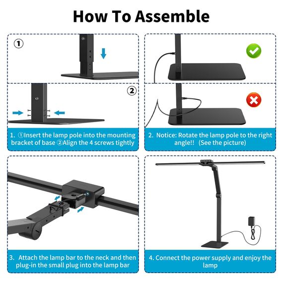 KableRika Schreibtischlampe LED Doppelkopf: 24W Dimmbar Schreibtischleuchte mit Metallbasis - Augenschutz büro tischlampe für Homeoffice - moderne tageslichtlampe beleuchtung für Monitor - Schwarz