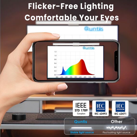 Quntis Computer Monitor Lampe LED mit Fernbedienung & Touch Control 40cm Monitor Light Bar mit Anti-blaues Licht Bildschirmlampe USB mit Auto-Dimmen PC Büro Lampe zum Augenschutz - Basic Pro Weiß