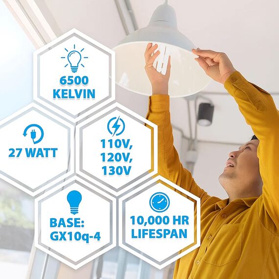 ARSUK Leuchtmittel YDW-27FM GX10q-4 27W 6500K FML Quad Tube – Kompakt Ersatz Leuchtstoffröhre & Tageslichtlampe für Schreibtischlampe, Nachttisch, Tischleuchte, Bürolampe, Lesen & Arbeitsbeleuchtung