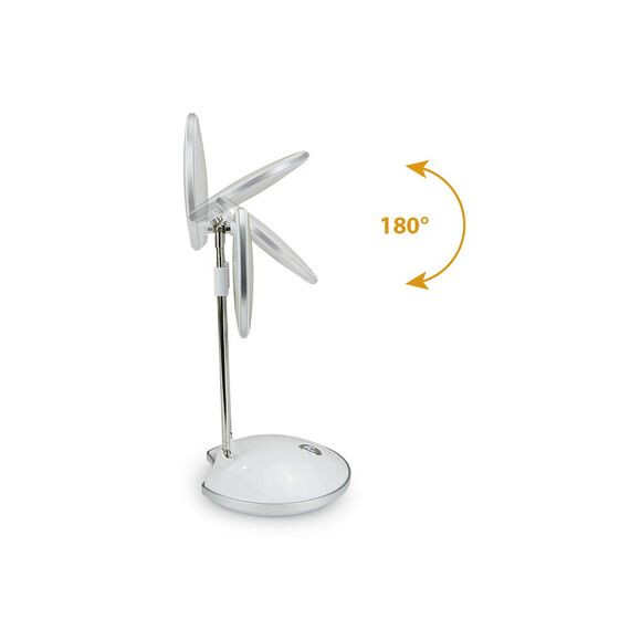 da LIGHT LED Schreibtischlampe, 3000K Warmweiß LED Tischlampe, 3.6W Nachttisch Leselampe mit Einziehbare Halterungen Weiß Tischleuchte Tragbare Bürolampe für Büro, Lesen, Studieren