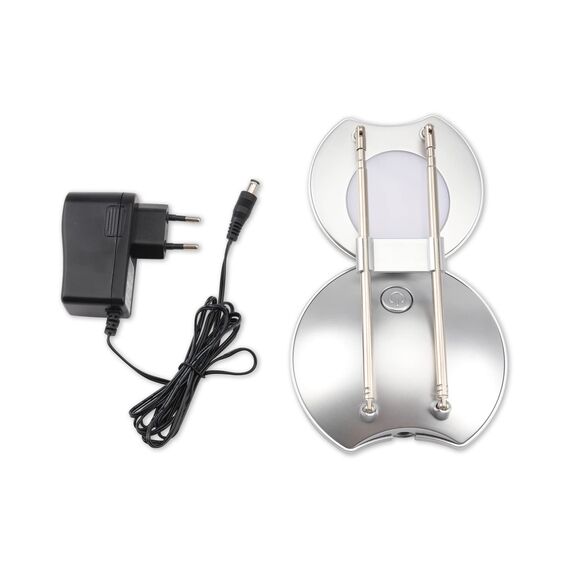 LED Schreibtischlampe, DA LIGHT 3000K Warmweiß LED Tischlampe, 3.6W Nachttisch Leselampe mit Einziehbare Halterungen Silber Tischleuchte Tragbare Bürolampe für Büro, Lesen, Studieren