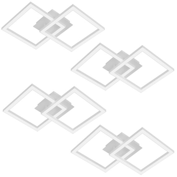 Homefire Deckenlampe LED Deckenleuchte Küche - 4er Modern Flurlampe 24W Wohnzimmerlampe Design Küchenlampe Warmweiß Schlafzimmerlampe Flur Deckenbeleuchtung Eckig Weiß für Schlafzimmer Wohnzimmer