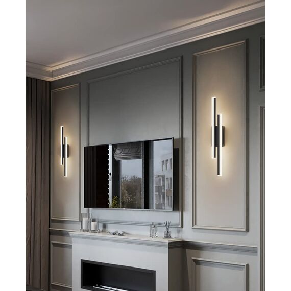 Riserva Wandleuchte LED Innen Moderne, 16W 1800LM Wandlampe LED Schwarz, Kreative Lange Parallele Wandleuchte für Wohnzimmer Korridor Treppen, Warmweiß 3000K, 40cm