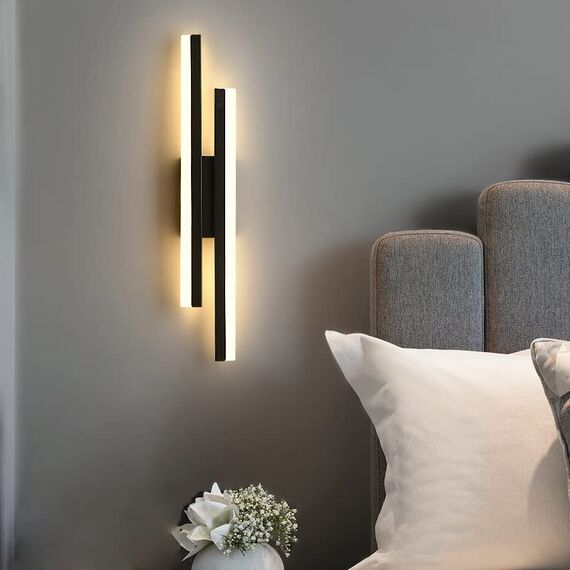 Riserva Wandleuchte LED Innen Moderne, 16W 1800LM Wandlampe LED Schwarz, Kreative Lange Parallele Wandleuchte für Wohnzimmer Korridor Treppen, Warmweiß 3000K, 40cm