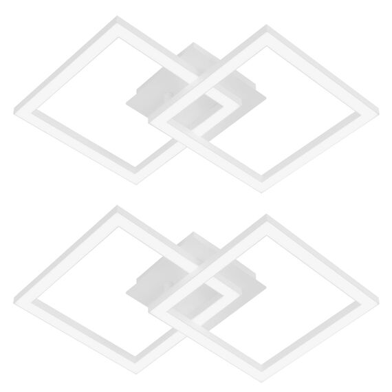 Homefire Deckenlampe LED Deckenleuchte Küche - 2er Modern Küchenlampe 24W Wohnzimmerlampe Design Flurlampe Warmweiß Schlafzimmerlampe Flur Deckenbeleuchtung Eckig Weiß für Wohnzimmer Schlafzimmer