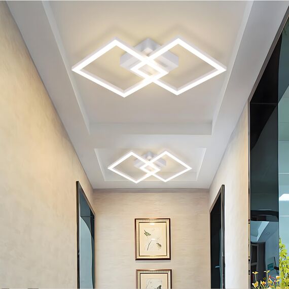 Homefire Deckenlampe LED Deckenleuchte Küche - 2ER Modern Küchenlampe 24W 4000K Wohnzimmerlampe Design Flurlampe Neutralweiß Schlafzimmerlampe Flur Deckenbeleuchtung Weiß für Kinderzimmer Schlafzimmer