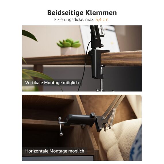 Lepro Schreibtischlampe Retro, Klemmbare Tischlampe E27, LED Büro Leselampe Nachttischlampe Verstellbare, Gelenk-Arm, schwenkbar, Tageslichtlampe Schreibtisch leuchte, HxBxT: 38 x 15 x 27cm, Schwarz