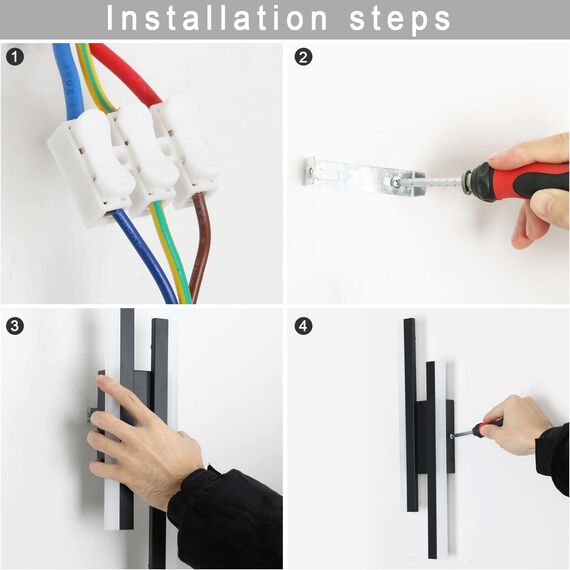 Riserva Wandleuchte LED Innen Moderne, 16W 1800LM Wandlampe LED Schwarz, Kreative Lange Parallele Wandleuchte für Wohnzimmer Korridor Treppen, Warmweiß 3000K, 40cm