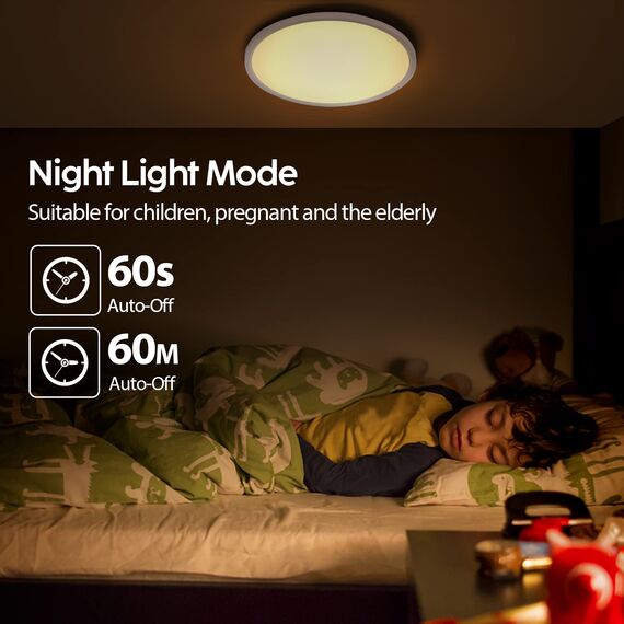 Aisutha LED Deckenleuchte, 24W 2800LM Deckenlampe Flach Dimmbar mit Fernbedienung, 3000K-6500K, IP54 Ultra Dünn Schlafzimmer Lampe für Wohnzimmer Kinderzimmer Küche Badezimmer