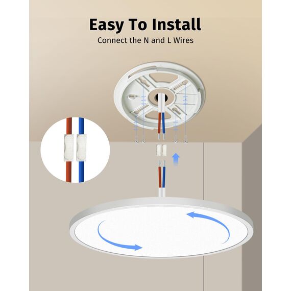 Bowfar LED Deckenleuchte Flach, 36W 4200LM Deckenlampe mit Fernbedienung Dimmbar 3000K-6500K, 1800K Nachtlicht Amber, Badezimmer Lampe für Wohnzimmer Küche Kinderzimmer Flur Schlafzimmer Ø39cm, Rund