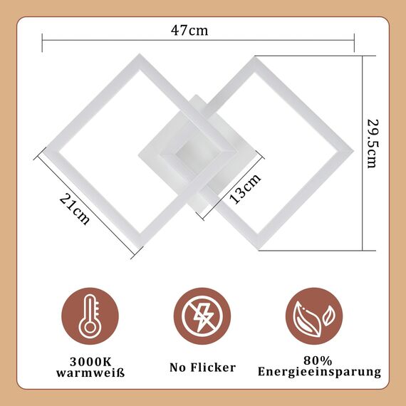 Homefire Deckenlampe LED Deckenleuchte Küche - 4er Modern Flurlampe 24W Wohnzimmerlampe Design Küchenlampe Warmweiß Schlafzimmerlampe Flur Deckenbeleuchtung Eckig Weiß für Schlafzimmer Wohnzimmer