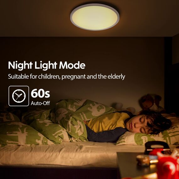 Aisutha LED Deckenleuchte, 24W 2800LM Deckenlampe LED Deckenleuchte Flach Dimmbar mit Fernbedienung, 3000K-6500K, IP54 Ultra Dünn Schlafzimmer Lampe für Wohnzimmer Kinderzimmer Küche Badezimmer