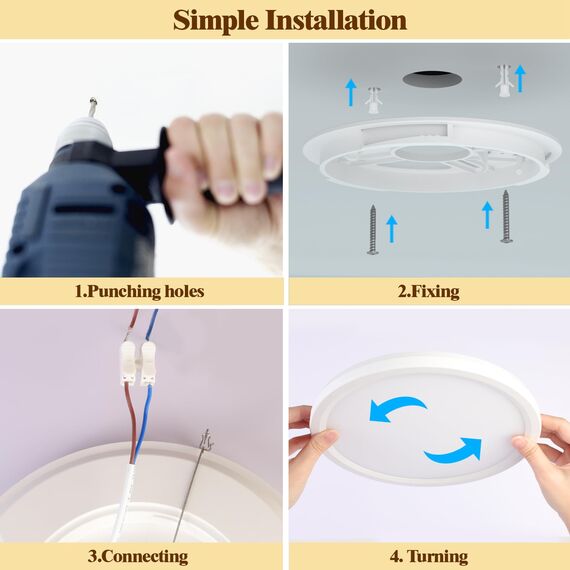 Aisutha Deckenlampe Rund 4500K,LED Deckenleuchte 18W,1800lm,IP54 Wasserdichte Badezimmer Lampe für Wohnzimmer Küche Schlafzimmer Flur Balkon,Ultra Dünn Led Lampen Deckenlampen Ø220*H25mm