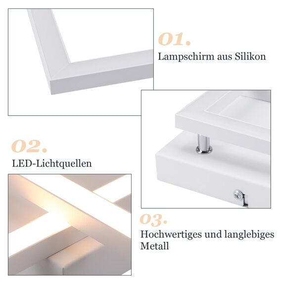 Homefire Deckenlampe LED Deckenleuchte Küche - Weiß 24W Schlafzimmerlampe Modern Design Wohnzimmerlampe Küchenlampe 3000K Warmweiß Flurlampe für Flur Küche Schlafzimmer Wohnzimmer