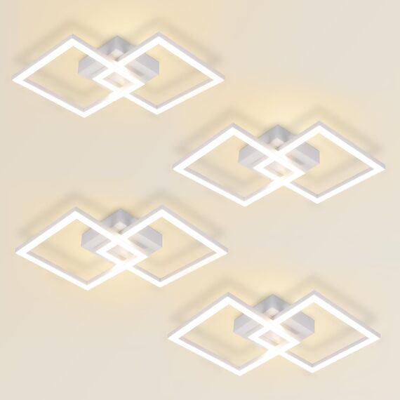 Homefire Deckenlampe LED Deckenleuchte Küche - 4ER Modern Küchenlampe 24W 4000K Wohnzimmerlampe Design Flurlampe Neutralweiß Schlafzimmerlampe Flur Deckenbeleuchtung Weiß für Kinderzimmer Schlafzimmer