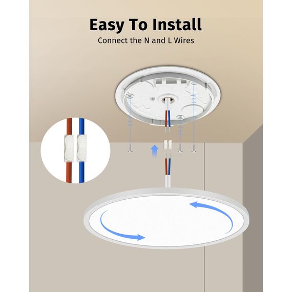 Bowfar LED Deckenleuchte, 24W 2800LM Deckenlampe mit Fernbedienung Dimmbar 3000K-6500K, 1800K Nachtlicht Amber, Rund Badezimmer Lampe für Wohnzimmer Kinderzimmer Schlafzimmer Ø29.5x2.5cm, Weiß