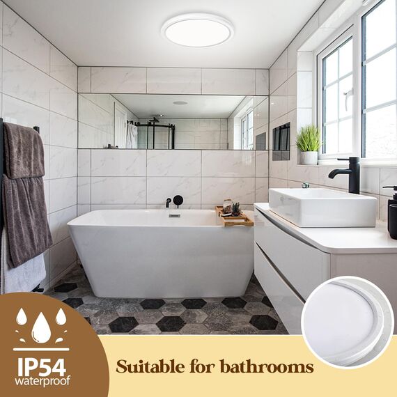 Aisutha Deckenlampe Rund 4500K,LED Deckenleuchte 18W,1800lm,IP54 Wasserdichte Badezimmer Lampe für Wohnzimmer Küche Schlafzimmer Flur Balkon,Ultra Dünn Led Lampen Deckenlampen Ø220*H25mm