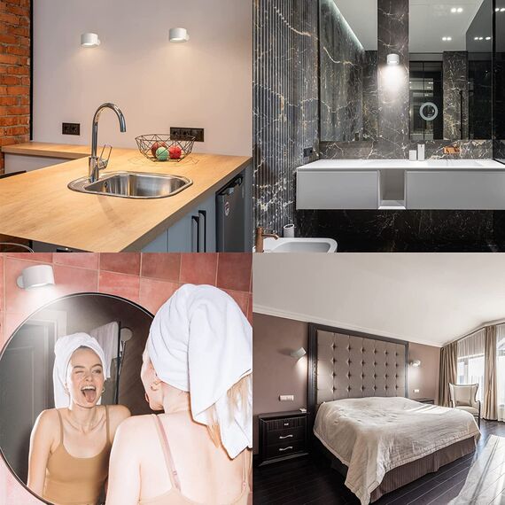 Feallive LED Wandleuchte Innen, Wandlampe mit Akku 1 Stück,Touch Control 3 Helligkeitsstufen, 360° drehbare, für Wohnzimmer Schlafzimmer TreppenhausFlur kabellose wandleuchten Weiß