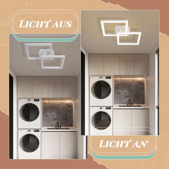 Homefire Deckenlampe LED Deckenleuchte Küche - 4er Modern Flurlampe 24W Wohnzimmerlampe Design Küchenlampe Warmweiß Schlafzimmerlampe Flur Deckenbeleuchtung Eckig Weiß für Schlafzimmer Wohnzimmer