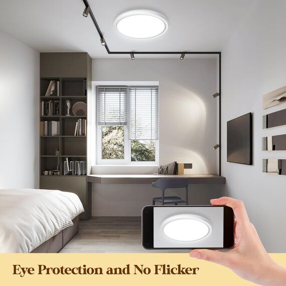 Aisutha Deckenlampe Rund 4500K,LED Deckenleuchte 18W,1800lm,IP54 Wasserdichte Badezimmer Lampe für Wohnzimmer Küche Schlafzimmer Flur Balkon,Ultra Dünn Led Lampen Deckenlampen Ø220*H25mm