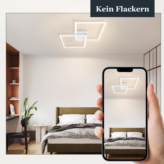 Homefire Deckenlampe LED Deckenleuchte Küche - 2er Weiß 24W Schlafzimmerlampe Modern Design Wohnzimmerlampe Küchenlampe 3000K Warmweiß Flurlampe für Flur Küche Schlafzimmer Wohnzimmer