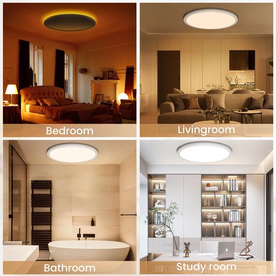 Tyreses LED Deckenleuchte Dimmbar 36W, Deckenlampe mit Fernbedienung, 1800K Dimmbar Nachtlicht, Panel 3000K-6500K für Schlafzimmer, Kinderzimmer, Wohnzimmer, Flure, Küche,Badezimmer, Ø40cm