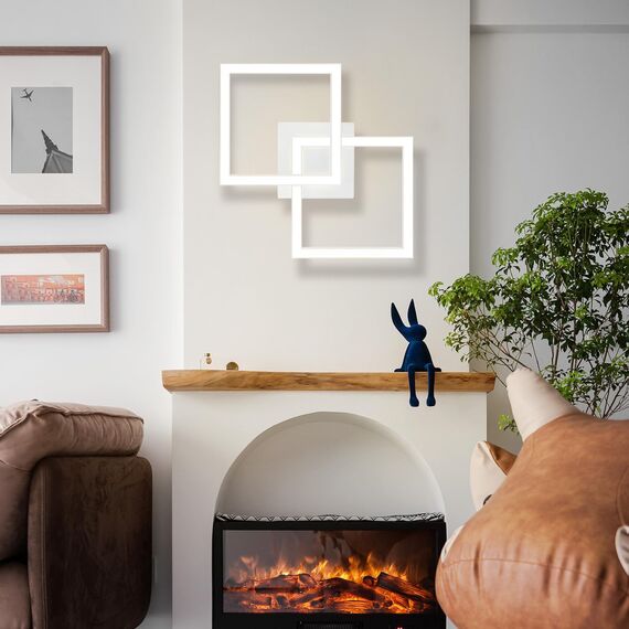 Homefire Deckenlampe LED Deckenleuchte Küche - 2er Modern Küchenlampe 24W Wohnzimmerlampe Design Flurlampe Warmweiß Schlafzimmerlampe Flur Deckenbeleuchtung Eckig Weiß für Wohnzimmer Schlafzimmer