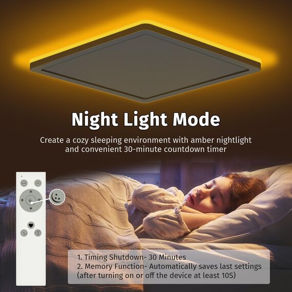 Bowfar LED Deckenleuchte Flach, 24W 2800LM Deckenlampe mit Fernbedienung Dimmbar 3000K-6500K, 1800K Nachtlicht Amber, Badezimmer Lampe für Wohnzimmer Küche Kinderzimmer Flur Schlafzimmer Ø29.5x2.5cm