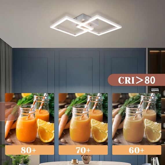 Homefire Deckenlampe LED Deckenleuchte Wohnzimmer - 4ER Modern Design Küchenlampe 24W 4000K Wohnzimmerlampe Flurlampe Neutralweiß Schlafzimmerlampe Flur Deckenbeleuchtung Silber für Esszimmer Büro