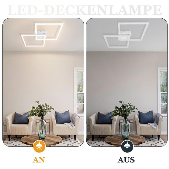 Homefire Deckenlampe LED Deckenleuchte Küche - 4er Weiß 24W Schlafzimmerlampe Modern Design Wohnzimmerlampe Küchenlampe 3000K Warmweiß Flurlampe für Flur Küche Schlafzimmer Wohnzimmer