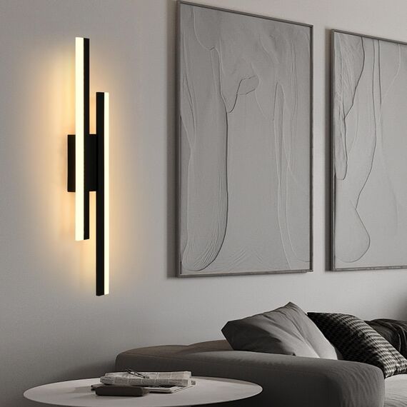 Riserva Wandleuchte LED Innen Moderne, 16W 1800LM Wandlampe LED Schwarz, Kreative Lange Parallele Wandleuchte für Wohnzimmer Korridor Treppen, Warmweiß 3000K, 40cm