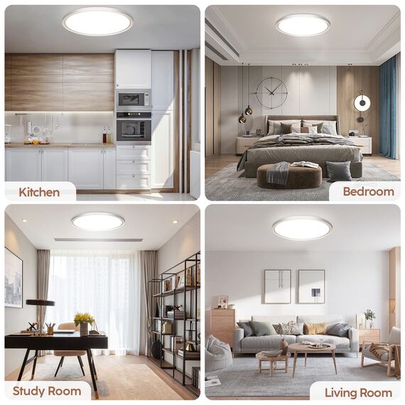 Aisutha LED Deckenleuchte, 24W 2800LM Deckenlampe LED Deckenleuchte Flach Dimmbar mit Fernbedienung, 3000K-6500K, IP54 Ultra Dünn Schlafzimmer Lampe für Wohnzimmer Kinderzimmer Küche Badezimmer