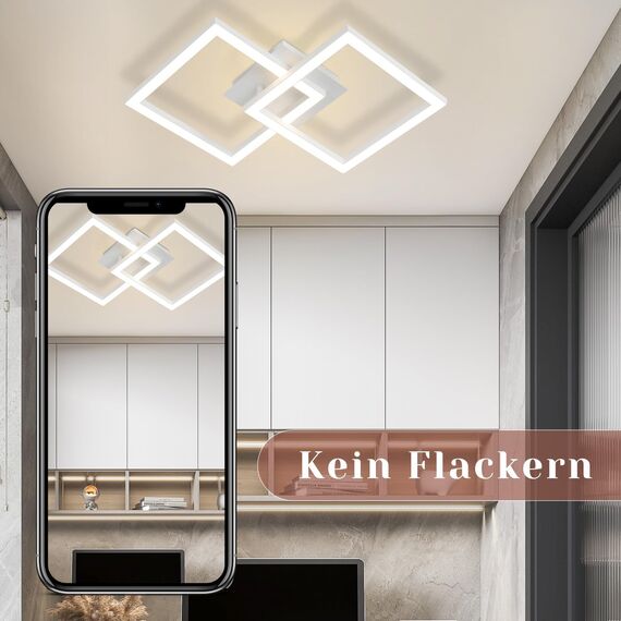 Homefire Deckenlampe LED Deckenleuchte Küche - 4er Modern Flurlampe 24W Wohnzimmerlampe Design Küchenlampe Warmweiß Schlafzimmerlampe Flur Deckenbeleuchtung Eckig Weiß für Schlafzimmer Wohnzimmer