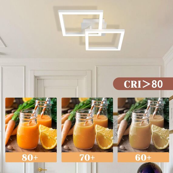 Homefire Deckenlampe LED Deckenleuchte Küche - 4er Modern Flurlampe 24W Wohnzimmerlampe Design Küchenlampe Warmweiß Schlafzimmerlampe Flur Deckenbeleuchtung Eckig Weiß für Schlafzimmer Wohnzimmer