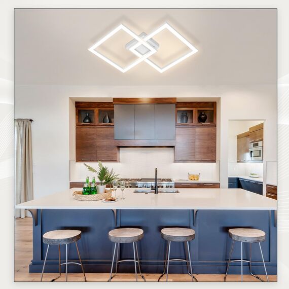 Homefire Deckenlampe LED Deckenleuchte Küche - Weiß 24W Schlafzimmerlampe Modern Design Wohnzimmerlampe Küchenlampe 3000K Warmweiß Flurlampe für Flur Küche Schlafzimmer Wohnzimmer